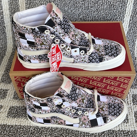 Vans Sk8-Hi Patchwork Floral Multi Marshmallow Pink MENS - Picture 3 of 16
